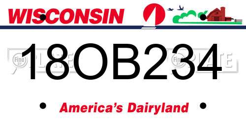 18OB234 Wisconsin License Plate