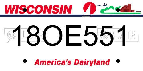 18OE551 Wisconsin License Plate