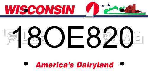 18OE820 Wisconsin License Plate