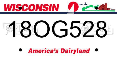 18OG528 Wisconsin License Plate