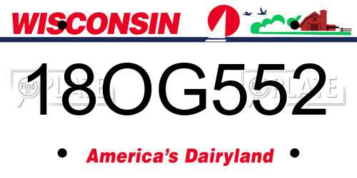 18OG552 Wisconsin License Plate