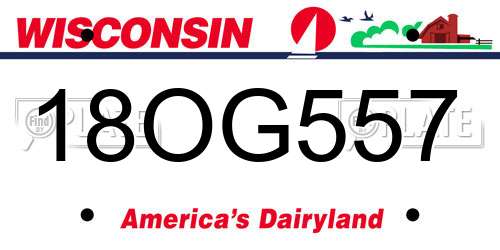 18OG557 Wisconsin License Plate