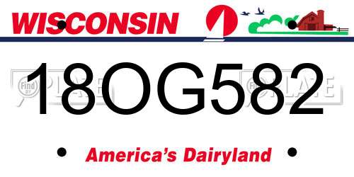 18OG582 Wisconsin License Plate
