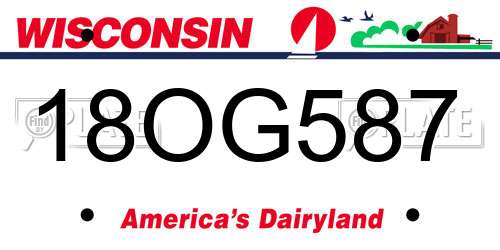 18OG587 Wisconsin License Plate
