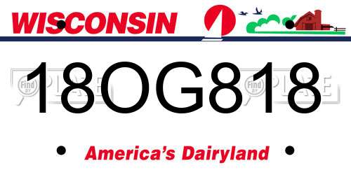 18OG818 Wisconsin License Plate