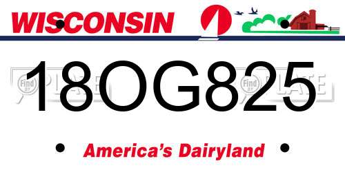 18OG825 Wisconsin License Plate