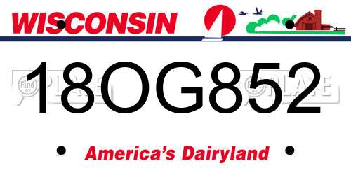 18OG852 Wisconsin License Plate