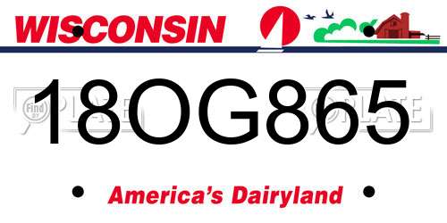 18OG865 Wisconsin License Plate