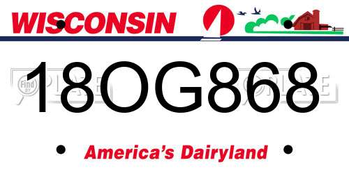 18OG868 Wisconsin License Plate