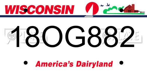 18OG882 Wisconsin License Plate