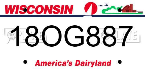 18OG887 Wisconsin License Plate