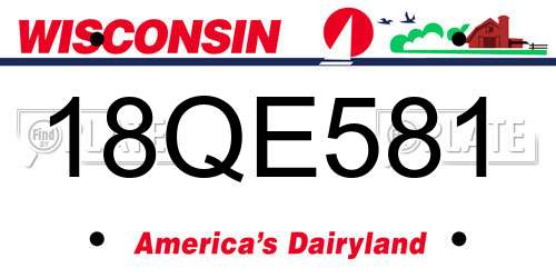 18QE581 Wisconsin License Plate