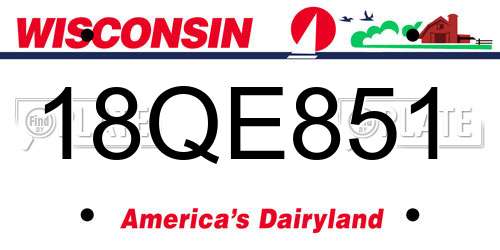 18QE851 Wisconsin License Plate