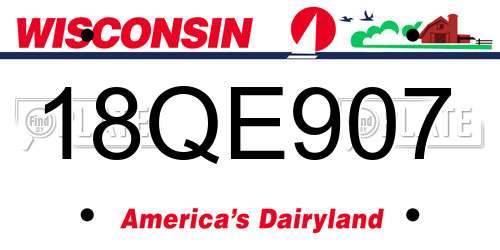 18QE907 Wisconsin License Plate