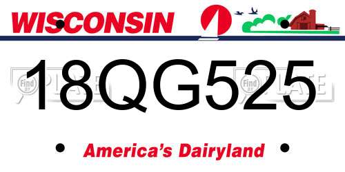 18QG525 Wisconsin License Plate