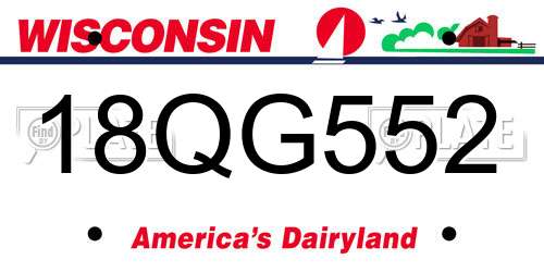 18QG552 Wisconsin License Plate