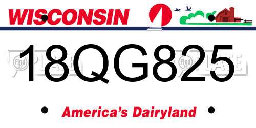 18QG825 Wisconsin License Plate