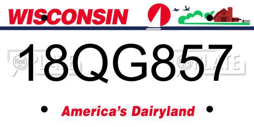 18QG857 Wisconsin License Plate