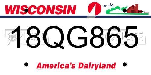 18QG865 Wisconsin License Plate