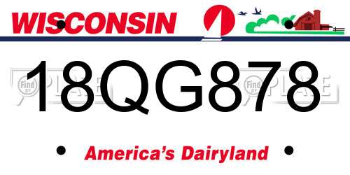 18QG878 Wisconsin License Plate