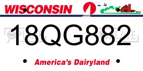18QG882 Wisconsin License Plate