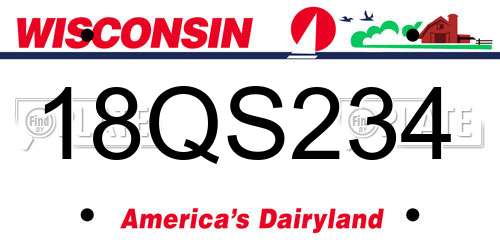 18QS234 Wisconsin License Plate