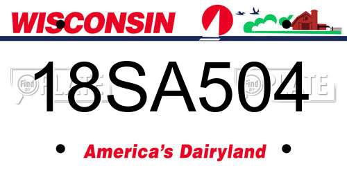 18SA504 Wisconsin License Plate