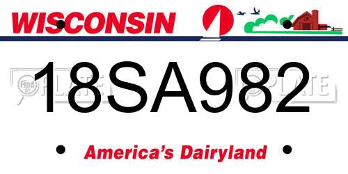 18SA982 Wisconsin License Plate