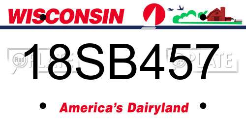 18SB457 Wisconsin License Plate