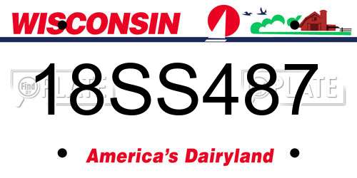 18SS487 Wisconsin License Plate
