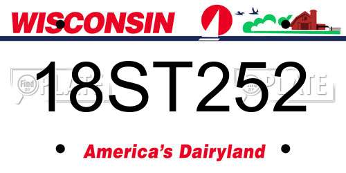 18ST252 Wisconsin License Plate