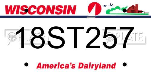18ST257 Wisconsin License Plate