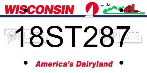 18ST287 Wisconsin License Plate