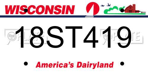 18ST419 Wisconsin License Plate