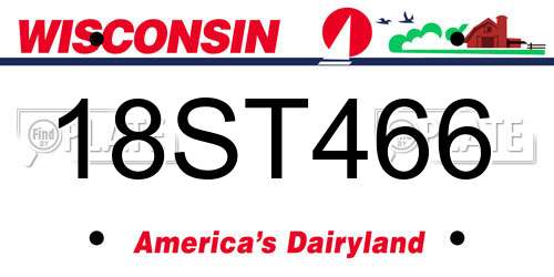 18ST466 Wisconsin License Plate