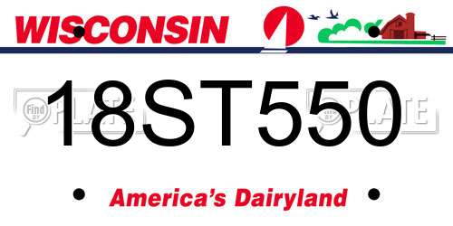 18ST550 Wisconsin License Plate