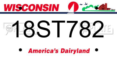 18ST782 Wisconsin License Plate