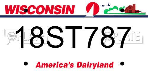 18ST787 Wisconsin License Plate