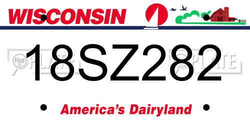 18SZ282 Wisconsin License Plate