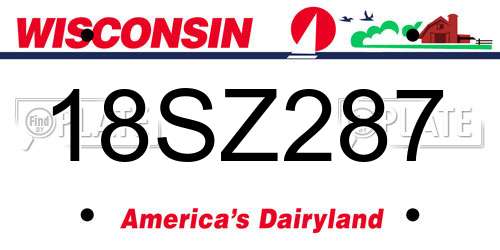 18SZ287 Wisconsin License Plate
