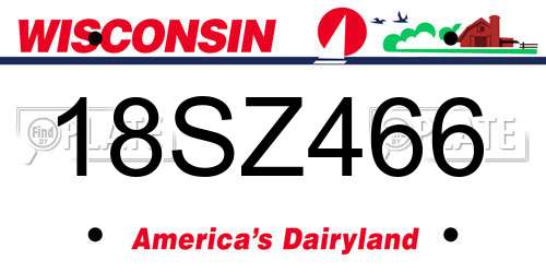 18SZ466 Wisconsin License Plate