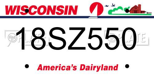 18SZ550 Wisconsin License Plate