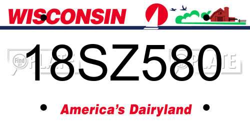 18SZ580 Wisconsin License Plate