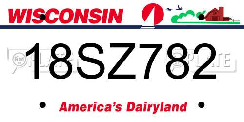 18SZ782 Wisconsin License Plate