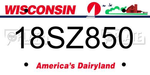 18SZ850 Wisconsin License Plate