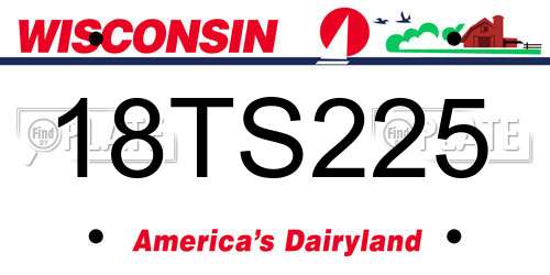 18TS225 Wisconsin License Plate