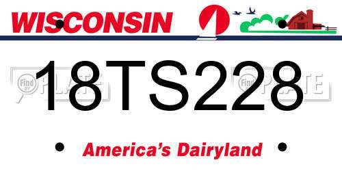 18TS228 Wisconsin License Plate