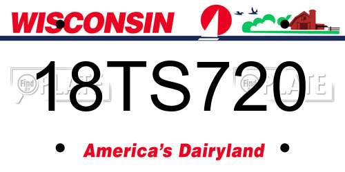 18TS720 Wisconsin License Plate