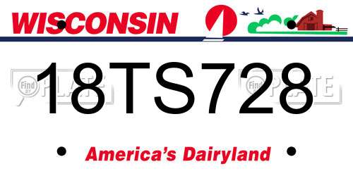 18TS728 Wisconsin License Plate