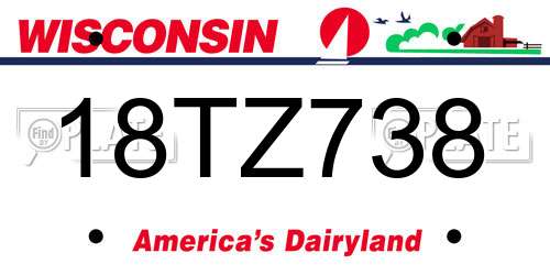 18TZ738 Wisconsin License Plate